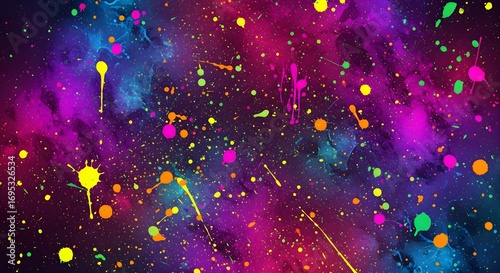 UV blacklight noise background with fluorescent speckles for party flyers