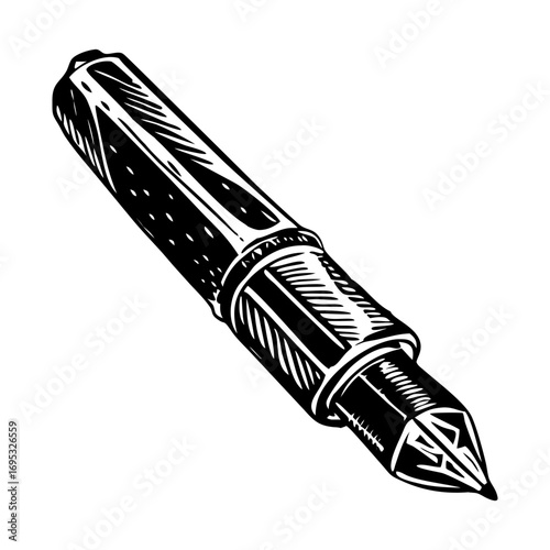 A glyph style illustration representing an ink pen