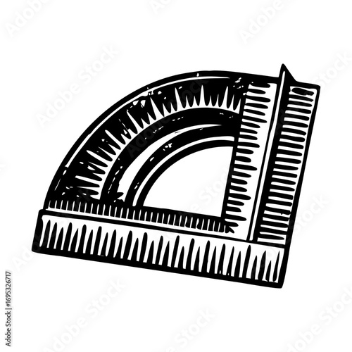 A glyph style illustration representing a protractor scale