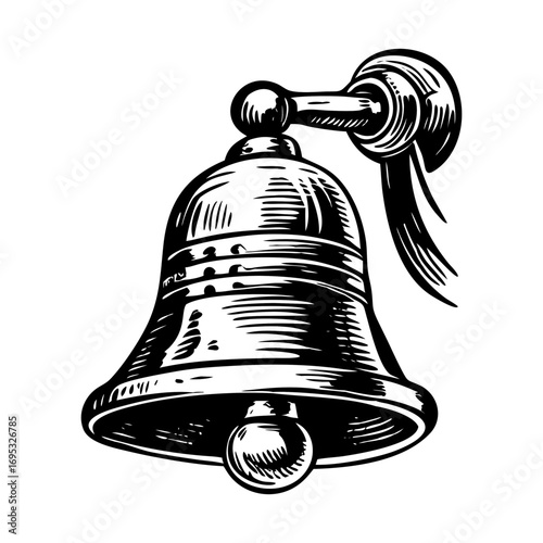 A vintage style illustration showing a school bell
