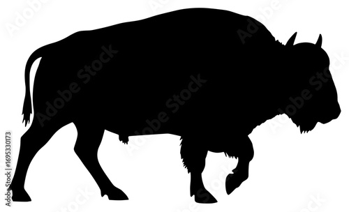Bison silhouette in profile against a white background