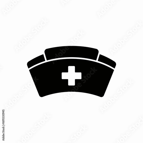 Nurse Cap Icon with Medical Cross Symbol