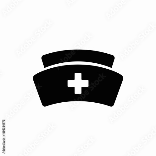 Nurse Cap Icon with Medical Cross Symbol