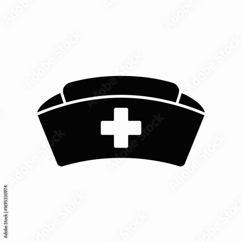 Nurse Cap Icon with Medical Cross Symbol