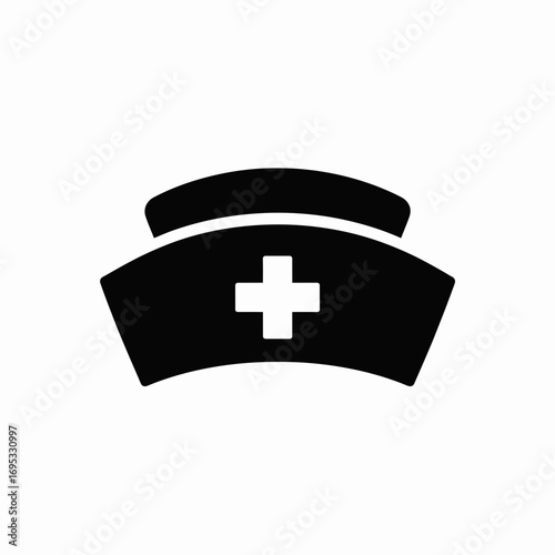 Nurse Cap Icon with Medical Cross Symbol