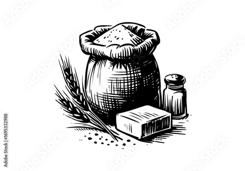 Flour hand drawn sketch vector illustration