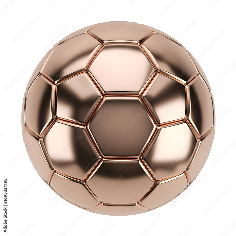 Fototapeta premium Stunning rose gold soccer ball shining with elegance, perfect for luxury sports branding or a sophisticated athletic theme, ready for game day excitement