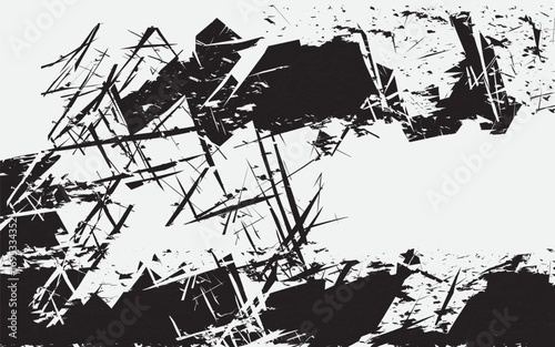 Abstract distressed texture in black and white with scratch lines and grunge pattern.