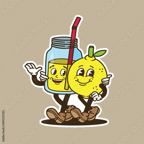 lemonade mascot couple good for sticker, badge, element design, beverage mascot, etc