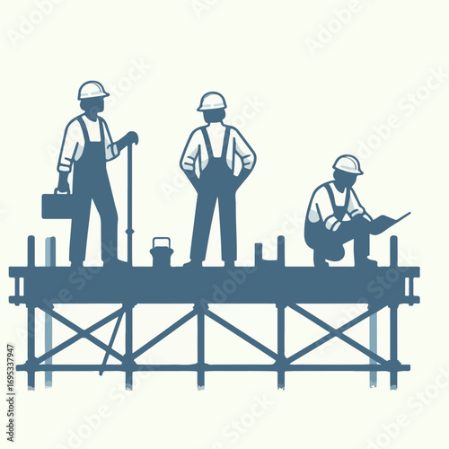 illustration of construction workers on a girder