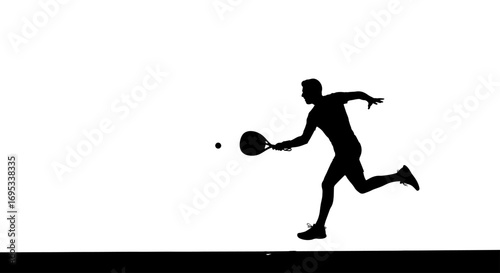 Dynamic silhouette of a paddle tennis player in motion hitting a ball with strength and precision