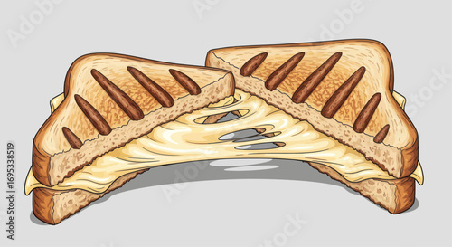 Grilled cheese sandwich delight: A tempting close-up showcasing melted cheese perfection