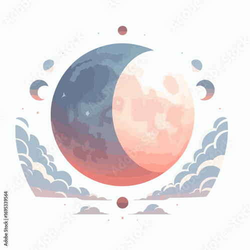 lunar eclipse vector illustration