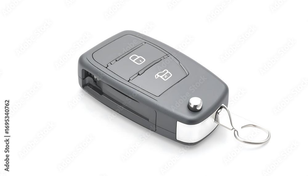 Fototapeta premium Gray car key on white background
