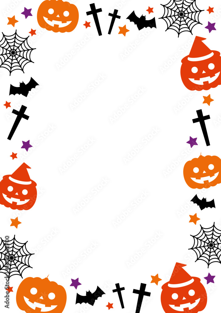 Fototapeta premium ハロウィン 縦長 フレーム ランダム 散りばめ