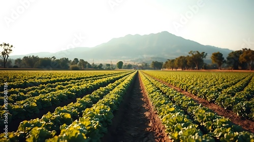 Vibrant rows of fresh lettuce stretch to the horizon under a soft morning sun, promising a bountiful harvest season ahead