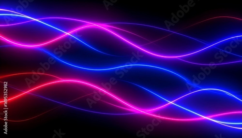 Neon wavy lines on a dark background