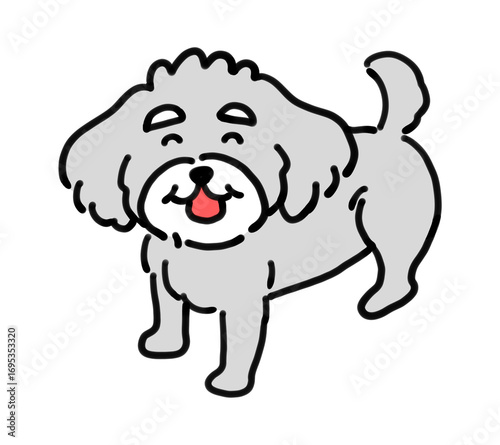 にっこり笑顔の手描きの犬