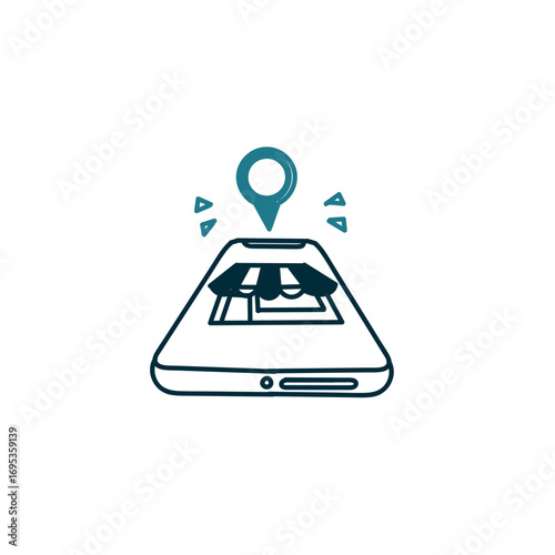 doodle store location on mobile phone illustration related