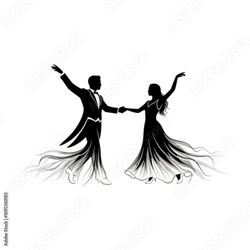 Elegant couple dancing in formal attire