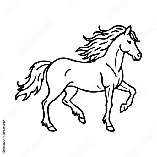 Horse Running Wild Animal Outline Vector Illustration