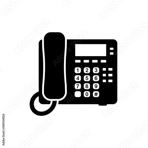 Vector art of black icon of a telephone with a handset and keypad
