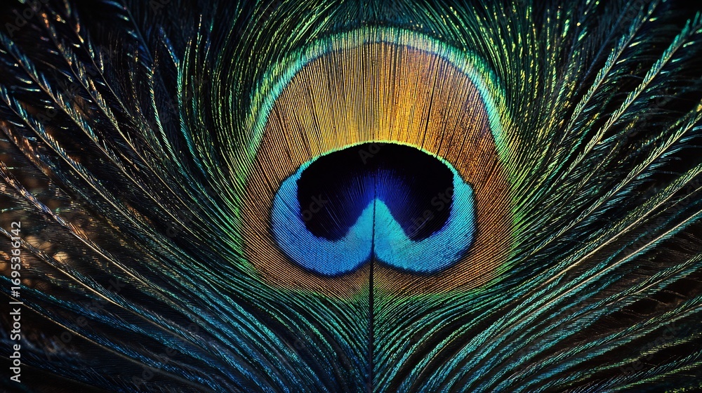 Obraz premium Peacock Feather: Jewel-toned Elegance in Close-Up