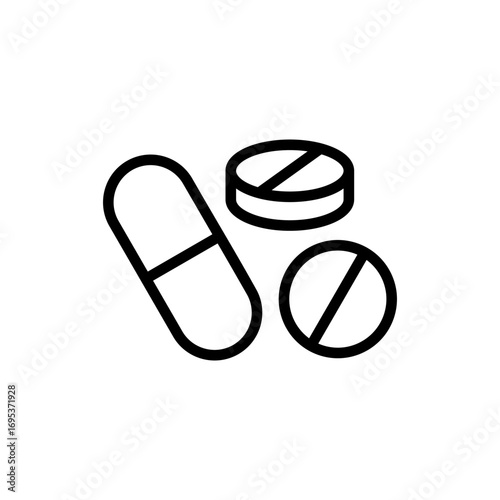 Pills icon symbol for apps and websites. capsule icon. Drug sign and symbol