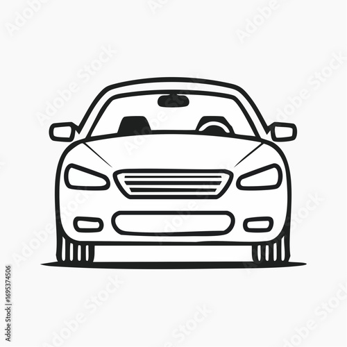 Sleek Car Outline Illustration Front View of an Auto Vehicle