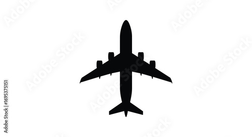 aerial view of airplane silhouette against white background