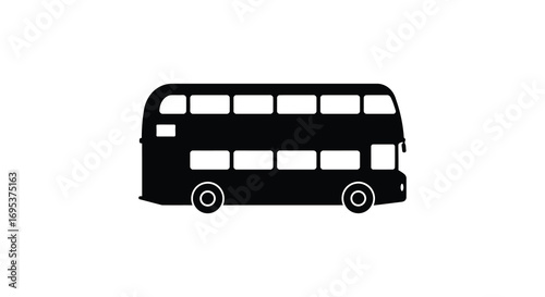 a classic double decker bus silhouette on white background