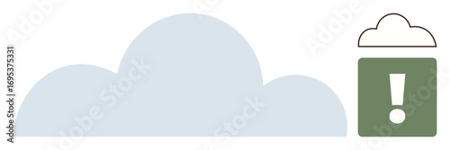 Cloud with highlighted alert notification in green box. Ideal for cloud computing, data security, system alert, IT solutions, software issues, online storage, simple flat metaphor