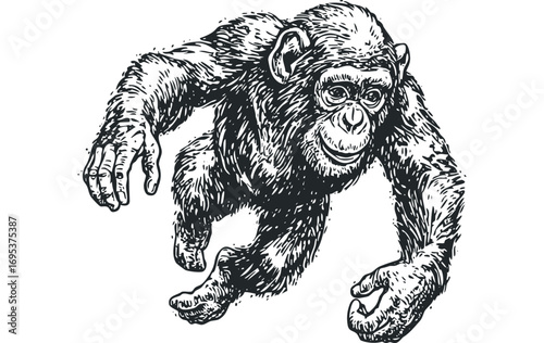 Monkeys on a transparent background image. Vector hand drawn illustration