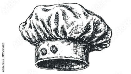 Sketch of a chef hat with visible texture on a transparent background. Vector hand drawn illustration