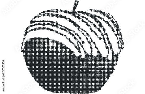 Textured apple on a white background. Vector hand drawn illustration
