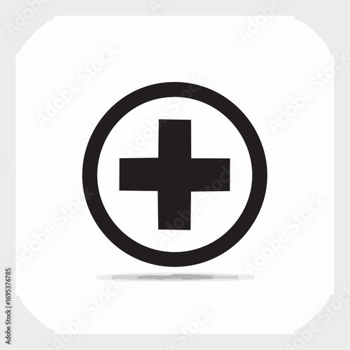 A Simple and Clean Medical Cross Icon Representing Healthcare and Assistance in a Circular Design