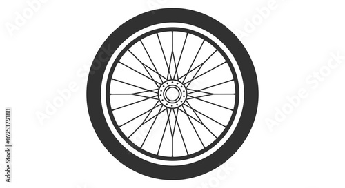 a bicycle wheel with thin spokes and black tire