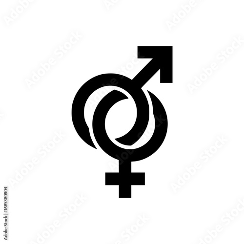 Gender symbol male and female interlinked vector icon for equality