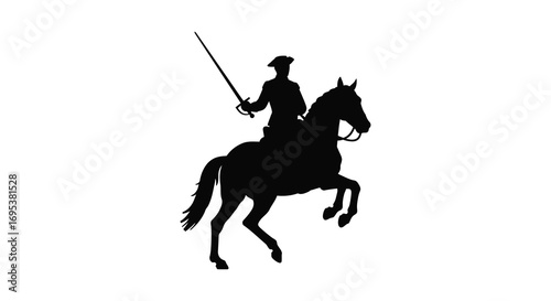 a knight riding horseback wielding sword silhouette art