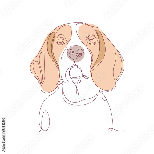 Continuous line art hands drawing of puppy aesthetic illustration
