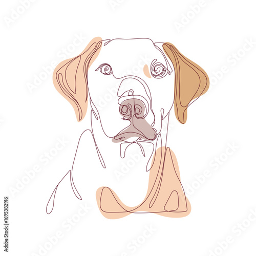 Continuous line art hands drawing of puppy aesthetic illustration