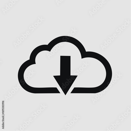 Modern vector icon illustrating data download from cloud storage, representing digital access, file management, and online content acquisition for various applications and services