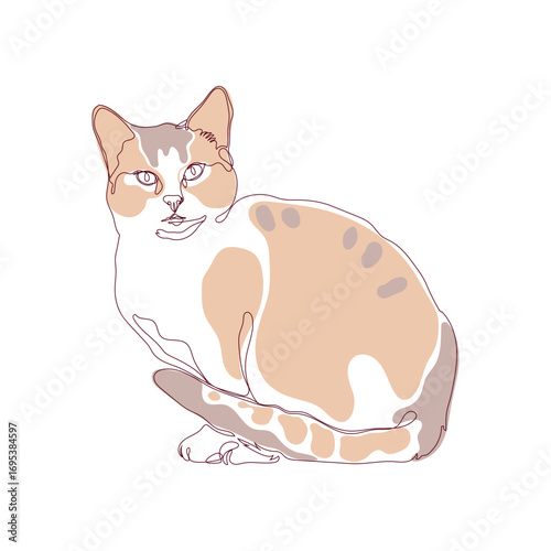 Continuous line art hands drawing of puppy aesthetic illustration