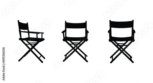 three director chairs aligned side by side in silhouette