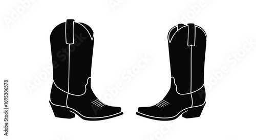 classic black cowboy boots with white stitching details