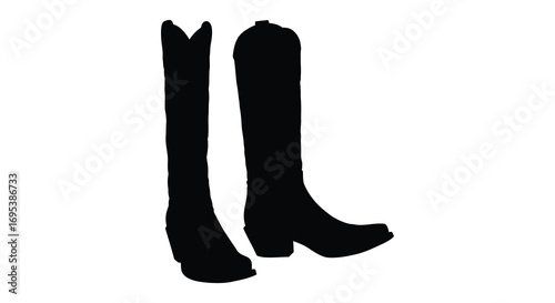 a pair of sleek black thigh high boots standing upright