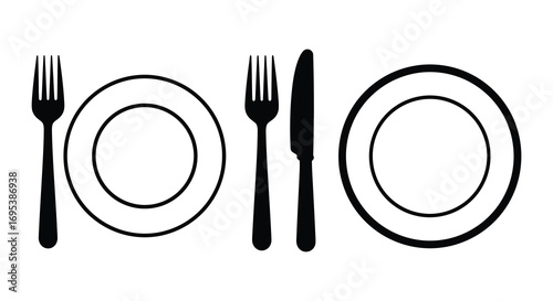 a simple illustration of dining utensils and plates