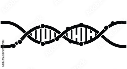 dna structure showing genetic code in black white