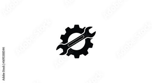 a gear intertwined with a wrench symbolizing mechanical work