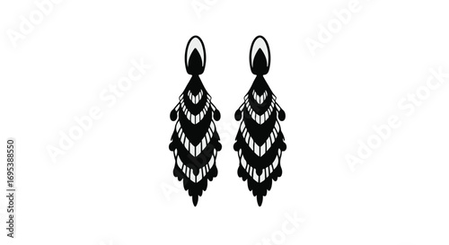 Elegant black chandelier earrings, detailed and decorative, perfect for special occasions.